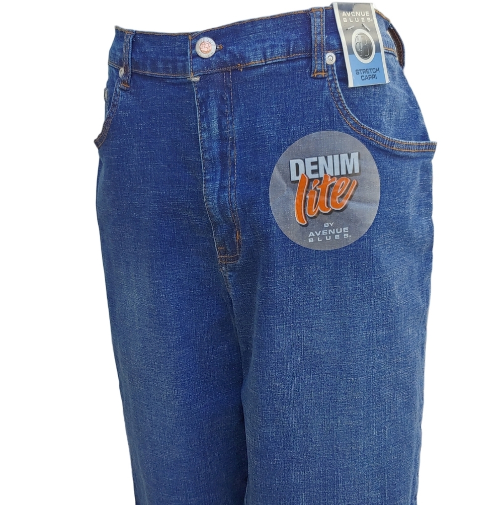 Avenue Blues Stretch Women's Blue Denim Capri Jeans Size 16 New NWT